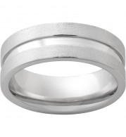 Serinium Pipe Cut Band with One 2mm Groove with a Stone Finish