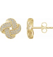 14K Yellow 1/3 CTW Diamond Knot Earrings