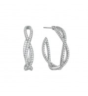 Henri Daussi 18k White Gold Diamond Hoop Earrings