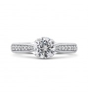 Shah Luxury Round Diamond Cathedral Style Engagement Ring In 14K White Gold (Semi-Mount)