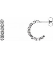 14K White 1/6 CTW Diamond 15.1 mm Hoop Earrings