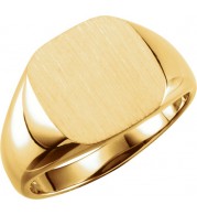 14K Yellow 11 mm Square Signet Ring