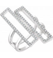 14K White 1/2 CTW Diamond Double Rectangle Geometric Diamond Ring