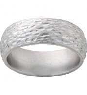 Titanium Domed Band with Bark Finish