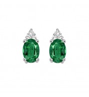 Gems One 10Kt White Gold Diamond (1/20Ctw) & Emerald (5/8 Ctw) Earring