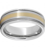 Serinium Rounded Edge Band with a 2mm 14K Yellow Gold Inlay and Satin Finish
