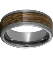 Rugged Tungsten  8mm Pipe Cut Band with Bourbon Barrel Aged Inlay and Stone Finish