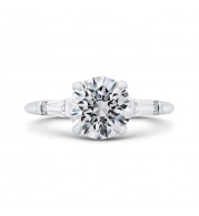 Shah Luxury 14K White Gold Round Diamond Classic Engagement Ring (Semi-Mount)