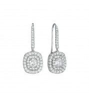 Henri Daussi 18k White Gold Diamond Drop Earrings