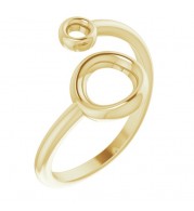 14K Yellow Double Circle Bypass Ring