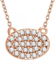 14K Rose 1/5 CTW Diamond Oval Cluster 16-18 Necklace