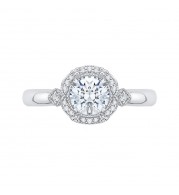 Shah Luxury Round Diamond Cathedral Style Engagement Ring In 14K White Gold (Semi-Mount)