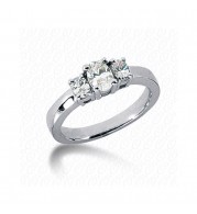 14k White Gold Diamond Semi-Mount 3 Stone Engagement Ring