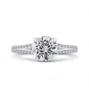 Shah Luxury 14K Two-Tone Gold Round Diamond Engagement Ring with Split Side Euro Shank (Semi-Mount)