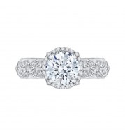 Shah Luxury 14K White Gold Round Diamond Halo Engagement Ring (Semi-Mount)