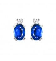 Gems One 14Kt White Gold Diamond (1/20Ctw) & Sapphire (1/2 Ctw) Earring