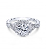 Gabriel & Co. 14k White Gold Art Deco Halo Engagement Ring