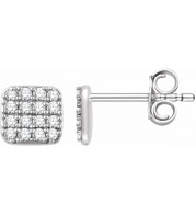 14K White 1/5 CTW Diamond Square Cluster Earrings