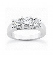 14k White Gold Diamond Semi-Mount 3 Stone Engagement Ring