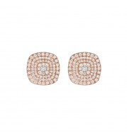 Henri Daussi 18k Rose Gold Diamond Stud Earrings