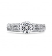 Shah Luxury Round Diamond Engagement Ring In 14K White Gold with Split Shank (Semi-Mount)