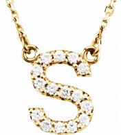 14K Yellow Initial S 1/8 CTW Diamond 16 Necklace