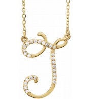 14K Yellow 1/10 CTW Diamond Initial J 16 Necklace