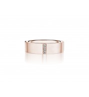 Henri Daussi 6mm Men's Wedding Band MB132 18k Gold Rose B 0.04 Ctw, W 0.03 Ctw Black Diamond, White Diamond