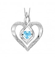 Gems One Silver Diamond (1/50 Ctw) & Created Blue Topaz (1/4 Ctw) Pendant
