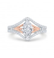 Shah Luxury 14K Two-Tone Gold Diamond Engagement Ring (Semi-Mount)