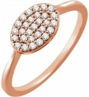 14K Rose 1/5 CTW Diamond Oval Cluster Ring