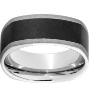 Serinium Square Band with Black CeramicInlay and Sandblast Finish