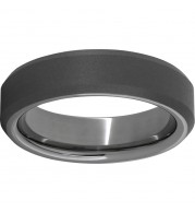 Rugged Tungsten  6mm Beveled Edge Band with Sandblast Finish