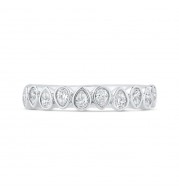 Shah Luxury 14K White Gold Round Cut Diamond Wedding Band