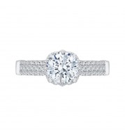 Shah Luxury 14K White Gold Round Diamond Cathedral Style Engagement Ring (Semi-Mount)