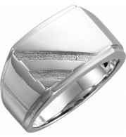 14K White 16x13 mm Rectangle Signet Ring