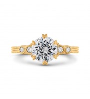 Shah Luxury 14K Yellow Gold Round Cut Diamond Engagement Ring (Semi-Mount)