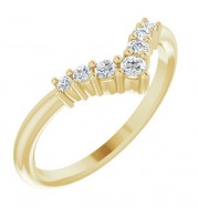 14K Yellow Diamond Graduated V Ring