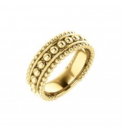 14k Yellow Gold Wide Beaded Fashion Ring
