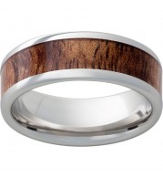 Serinium Pipe Cut Band with Exotic Tiger Koa Wood Inlay