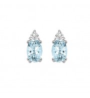 Gems One 10Kt White Gold Diamond (1/20Ctw) & Aquamarine (5/8 Ctw) Earring