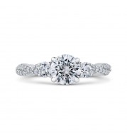 Shah Luxury 14K White Gold Round Diamond Engagement Ring with Split Shank (Semi-Mount)