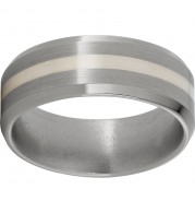 Titanium Beveled Edge Band with a 2mm Sterling Silver Inlay and Satin Finish