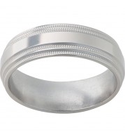 Titanium Flat Band with Double Milgrain Grooved Edges and Polish Finish