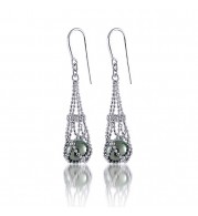 Imperial Pearl Sterling Silver Tahitian Pearl Lace Earrings