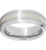 Serinium Beveled Edge Band with a 2mm Sterling Silver Inlay