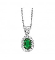 Gems One 14Kt White Gold Diamond (1/10Ctw) & Emerald (3/8 Ctw) Pendant