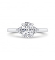Shah Luxury 14K Two Tone Gold Three Stone Plus Round Diamond Engagement Ring