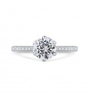 Shah Luxury 14K White Gold Round Cut Diamond Solitaire Plus Engagement Ring (Semi-Mount)