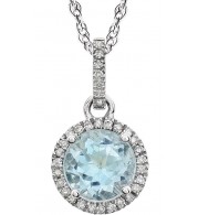 14K White Sky Blue Topaz & 1/10 CTW Diamond 18 Necklace